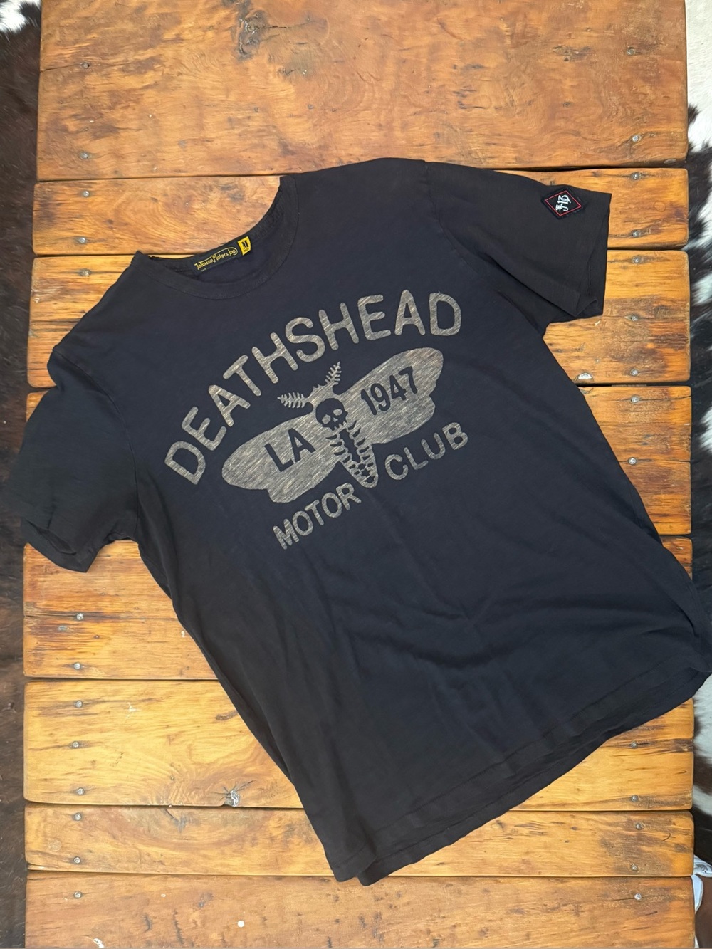 Johnson Motors “DeathsHead” vintage slub moto tee. EUC